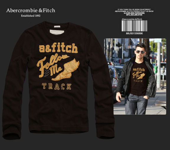 Abercrombie Fitch Hombres De Cuello Redondo Con Gente Fotos Largo Remera AF6055